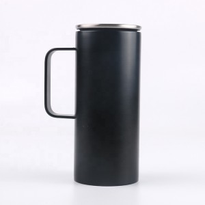 כוס ואקום מנירוסטה כפולה בגודל 400 מ"ל בהתאמה אישית עם מכסה וידית פלדה