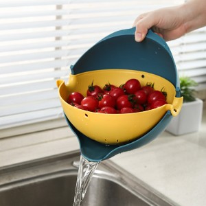 Vegetables Fruits Cleaning Mixing 2-in-1 Plastic Colander Strainer Bowl Sets