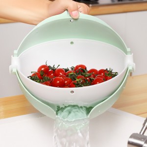 Vegetables Fruits Cleaning Mixing 2-in-1 Plastic Colander Strainer Bowl Sets