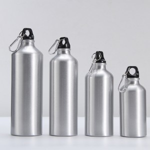 Custom Logo Sublimation Printing reusable metal aluminum sports drink bottle Aluminum Bike water bottle with carabiner cover