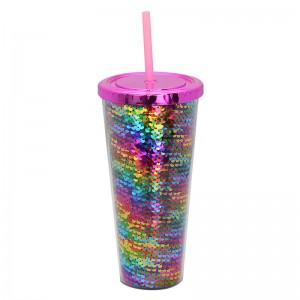 20oz double wall plastic tumber with straw