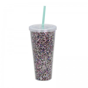 20oz double wall plastic tumber with straw