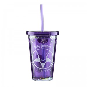 customized 12oz Double wall  plastic tumber with straw