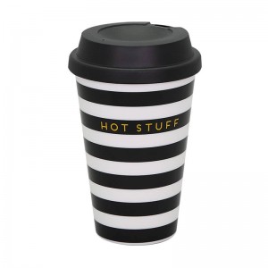 Customized 350ml plastic travel coffee mug with silicone sleeve