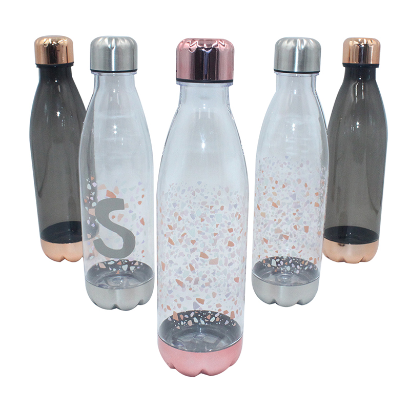 China Wholesale Plastic Water Bottle Manufacturer - cola bottle shaped tritan sport water botte with Stainless Steel Leak Proof Twist Off Cap & Steel Base – SUNSUM