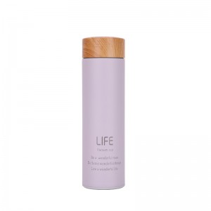 500ml Wooden color lid straight bottles stainless steel vacuum insulated water bottles with tea infuser