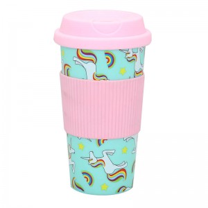 Caneca de café de viagem personalizada de 450 ml com manga de silicone