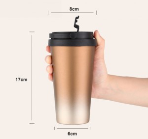 Thermal leak proof Stainless steel vacuum insulated keep cold travel tea mug with handle