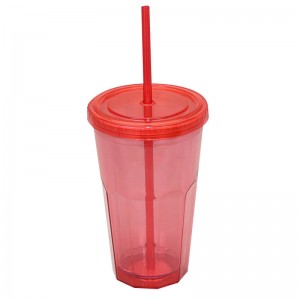600ml single wall tumbler with straw