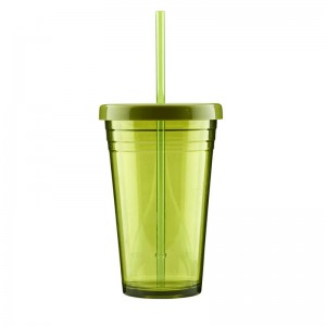 Vaso de pared simple de 600 ml con pajita