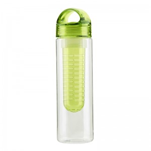 Umweltfreundliche, wiederverwendbare Wasserflasche aus Kunststoff mit individuellem Logo und Fruchtsieb