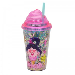 16oz ice cream shaped lid tumbler with straw