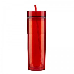 16oz Double wall  straight plastic tumber with straw customized design