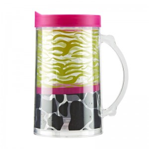 Customized 800ml double wall plastic ice mug