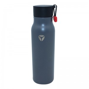 Double wall vacuum insulated wide water bottle with rope