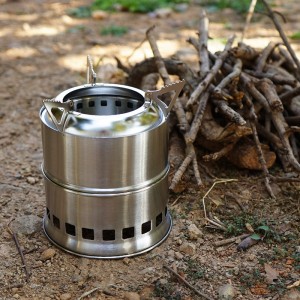 I-Camping Stove Portable Stove Stainless Steel Firewood Furnace I-Lightweight Camping Alcohol Stove ene-Nylon Carry Bag