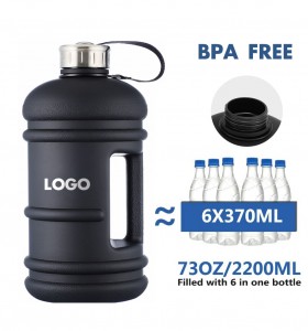 Botella de agua de medio galón sin BPA, botella deportiva grande, material de grado alimenticio, botella grande portátil para exteriores para gimnasio