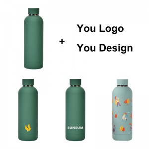 עיצוב מותאם אישית בקבוק מים דופן כפולה כוס נירוסטה מבודד בקבוק משקה 500 מ"ל תרמי