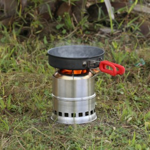 Camping Stove Portable Stove Stainless Steel Firewood Furnace Lightweight Camping Alcohol Stove e nang le Bag ea Nylon Carry