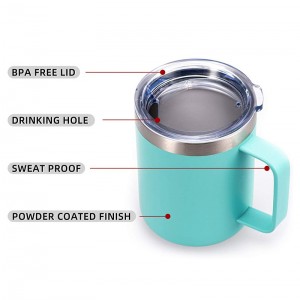 12oz Double Wall Stainless Steel Insulated Coffee Mug with Handle