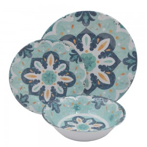 Wholesale classic pattern design melamine plate and bowl dinner set