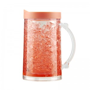 Customized 800ml double wall plastic ice mug