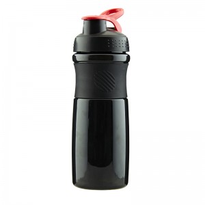 100% BPA free 760ml leak-proof plastic sport shaker bottle with silcone sleeve
