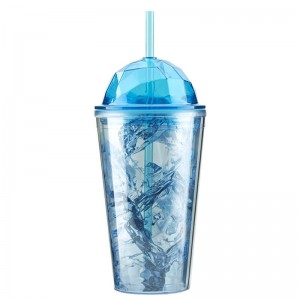 16oz Double wall  plastic tumber with straw