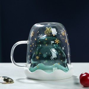 Божиќно двојно ѕидно стакло Шољи Слатки шолји за кафе Божиќен подарок Прилагодено лого