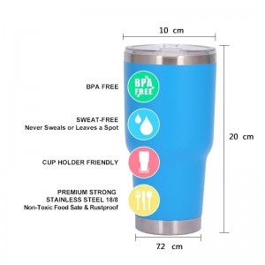 Jual Panas Amazon 30oz BPA GRATIS Tumbler Terisolasi, Cangkir Vakum Stainless Steel sareng Tutup Késang Buktina / Cangkir Panyekel Mobil Bukti Bocor