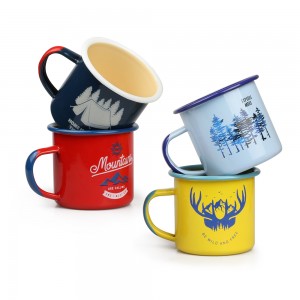 Handizkako Vintage Souvenir Esmaltezko Kafe Kopa Esmaltezko Esmalte Pertsonalizatua Kanpin Suaren Mug Retro Mug