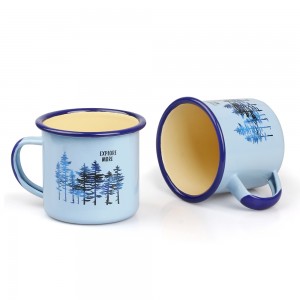 Tassa de cafè esmaltada de record vintage a l'engròs Tassa d'esmalt personalitzada per acampar Tassa retro