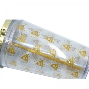 Customized 16oz Double wall plastic tumber with straw