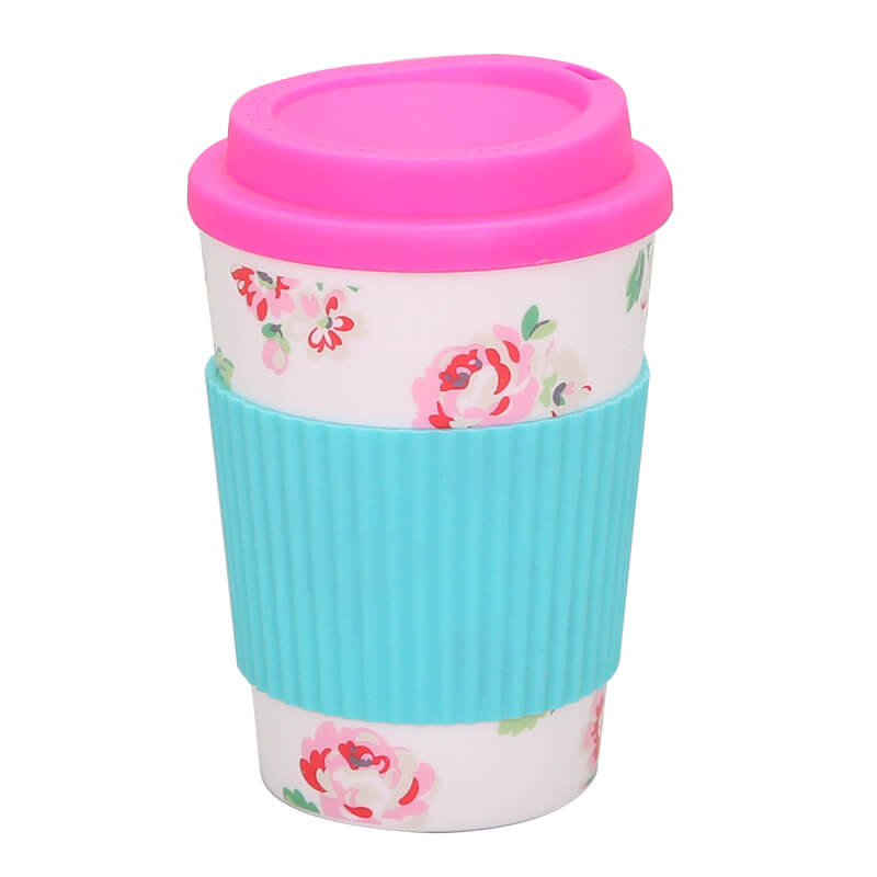 Cheapest Factory Bulk Plastic Coffee Mugs - wholesale 350ml travel coffee mug with silicone sleeve – SUNSUM