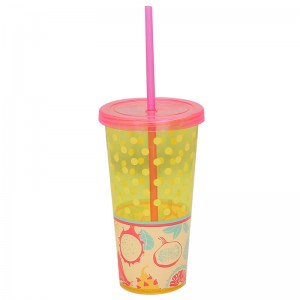 600ml single wall tumbler with straw