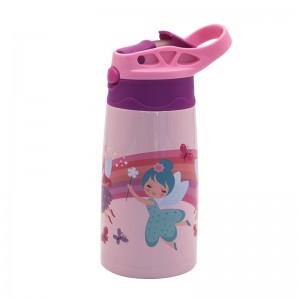 Unterstützen Sie das Heißdrucken von benutzerdefinierten vakuumisolierten Edelstahl-Wasserflaschen für Kinder mit BPA-freiem Klappdeckel