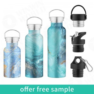 Double wall vacuum insulated wide mouth steel water bottle