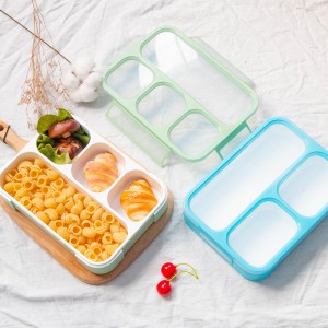 Double Layer 4 Compartment Leakproof Plastic Bento Lunchbox