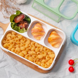 Двуслойна непропусклива пластмасова кутия за храна Bento с 4 отделения